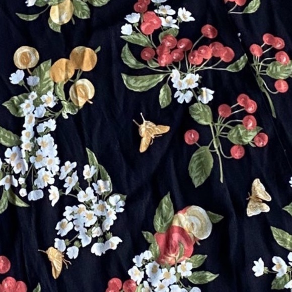 reformation zoe skirt summer soiree floral fruit print maxi slit vintage petite - Picture 4 of 5